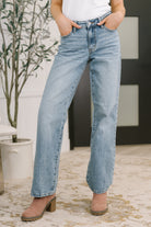 Heather Mid Rise Rigid Magic Straight Womens