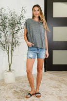 Zenana Heathered Harmony Basic Tee in Black Womens