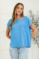 Zenana Heathered Harmony Basic Tee in Ocean Blue Womens