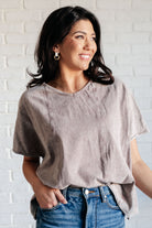 One Eleven North Here for the Vibes Mineral Wash Spliced Tee Tops