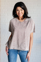 One Eleven North Here for the Vibes Mineral Wash Spliced Tee Tops