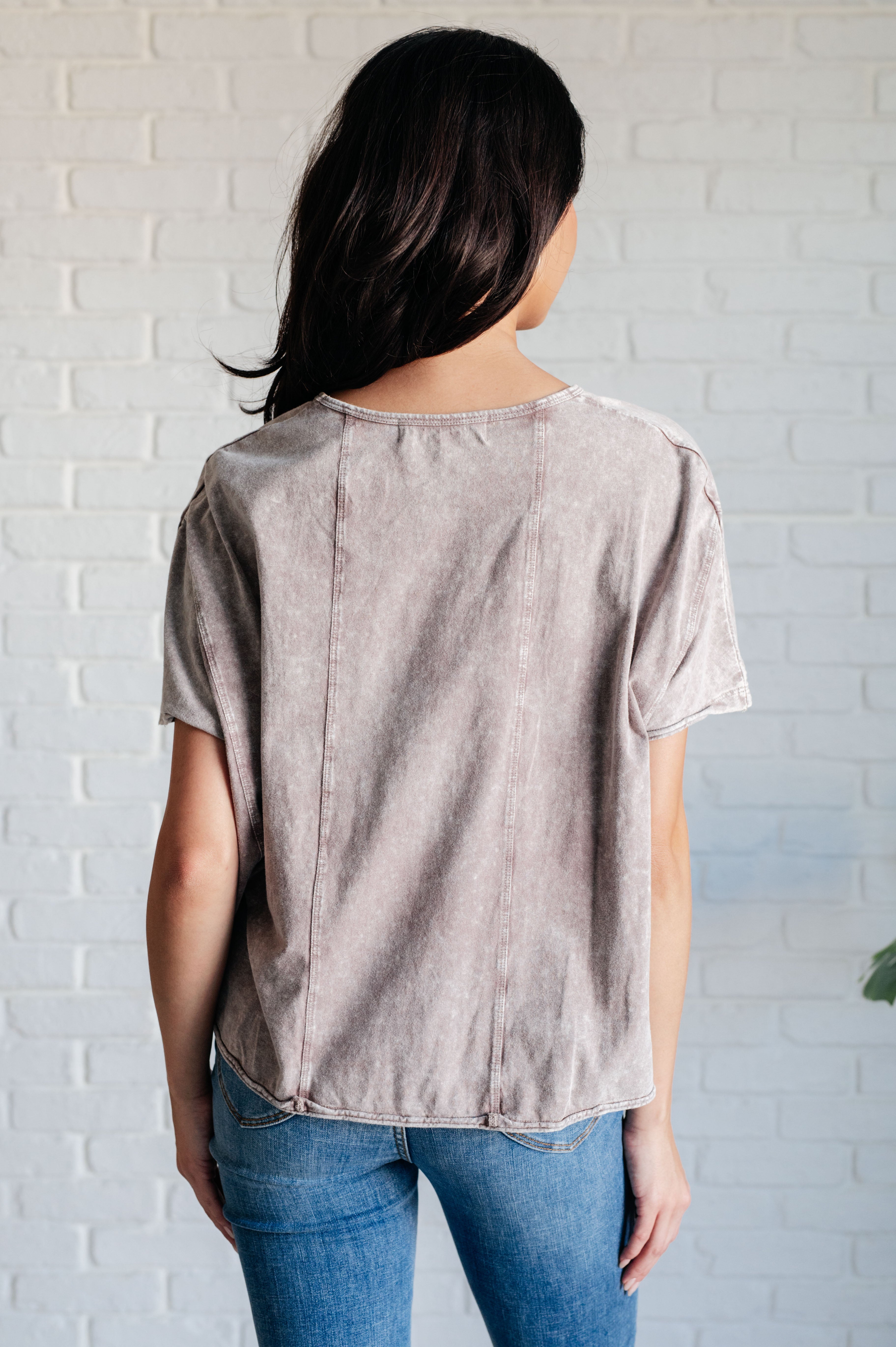 One Eleven North Here for the Vibes Mineral Wash Spliced Tee Tops
