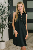 Dear Scarlett High Tide High Neck Embossed Sleeveless Dress in Black Womens