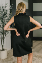 Dear Scarlett High Tide High Neck Embossed Sleeveless Dress in Black Womens