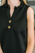 Dear Scarlett High Tide High Neck Embossed Sleeveless Dress in Black Womens