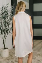 High Tide High Neck Embossed Sleeveless Dress in Off White Womens