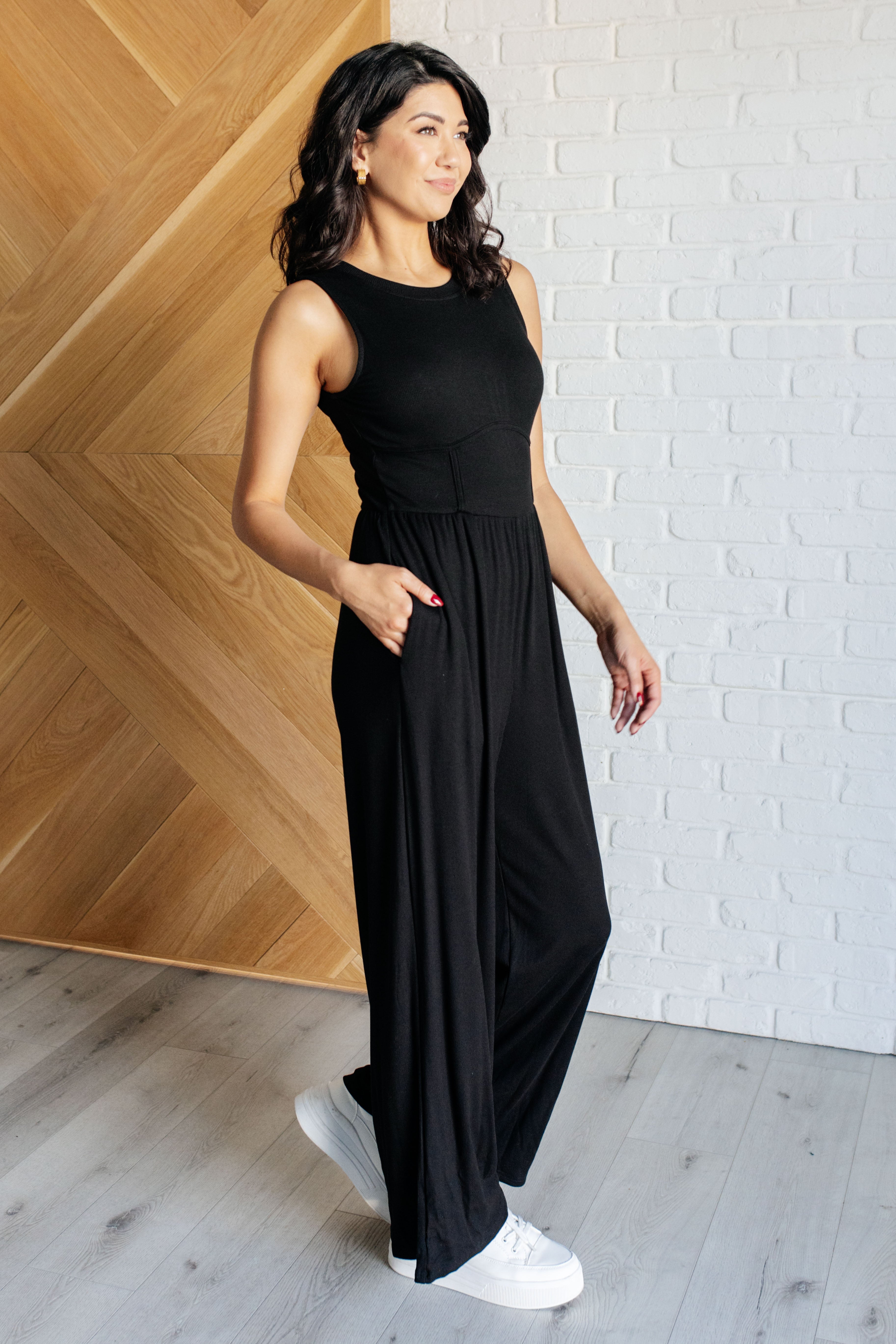 One Eleven North Hilary Wide Leg Jumpsuit in Black Ave Shops