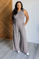 One Eleven North Hilary Wide Leg Jumpsuit in Grey Jumpsuits & Rompers