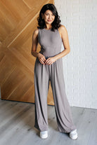 One Eleven North Hilary Wide Leg Jumpsuit in Grey Jumpsuits & Rompers