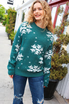 Haptics Hunter Green Puffy Snowflake Jacquard Sweater Haptics