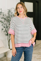 Haptics Human Nature Pink Contrast Detailed Top Womens
