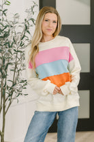 Humor Me Color Block Relaxed Pullover Womens