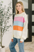 Humor Me Color Block Relaxed Pullover Womens