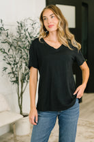 Dear Scarlett I Don't Have to Choose V-Neck Tee in Black Womens