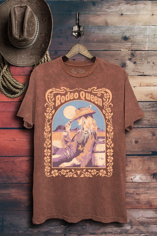 Lotus Fashion Collection Mineral Washed Rodeo Queen in Vintage Wine Shirts & Tops