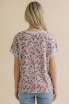 Haptics Garden Crush Floral Ribbed Knit Oversized Pocketed Top