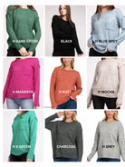 Zenana 9 Colors Melange Hi-Low Hem Round Neck Chest Pocket Sweater ZENANA