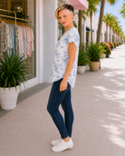 Haptics Down Right Delicate V-Neck Tulip Floral Top Womens