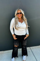 PREORDER: Blakeley Fall Brooklyn Snap Henley Top White Womens