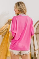 BiBi Mint Color Block Knit with Multi Checker Contrast Top