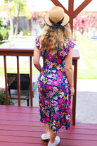 Haptics Diva Dreams Navy & Lilac Floral Fit & Flare Midi Dress Dresses