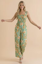 Haptics Party Ready Jumpsuit in Green Floral Bliss