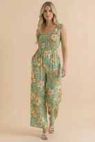Haptics Party Ready Jumpsuit in Green Floral Bliss