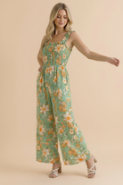 Haptics Party Ready Jumpsuit in Green Floral Bliss