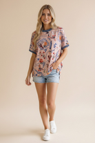 Haptics Lobster & Blooms Printed Ringer Tee