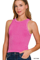 Zenana Ash Jade Ribbed Washed Seamless Tank Top