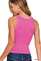 Zenana Ash Jade Ribbed Washed Seamless Tank Top