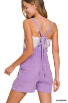 Zenana Brown Washed Double Gauze Tie Back Romper