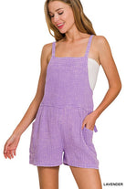 Zenana Brown Washed Double Gauze Tie Back Romper