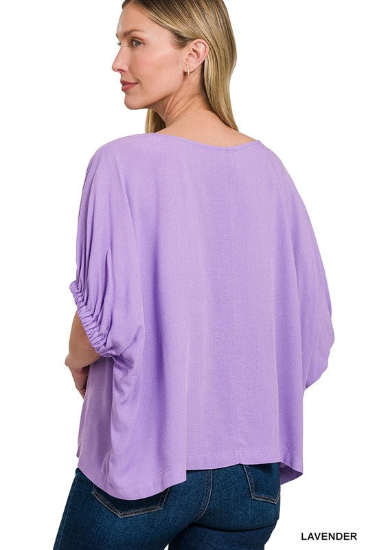 Zenana Dusty Teal Woven Oversized Boxy Top