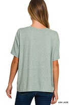 Zenana Dark Green Soft Melange Short Sleeve Tee & Long Pants Set