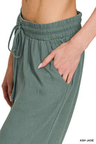 Zenana Cocoa Linen Drawstring Pants