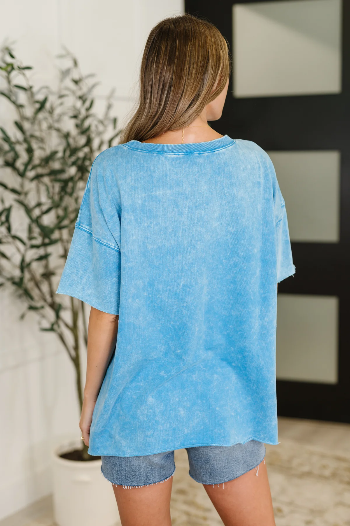 Zenana Black Berry Washed Relaxed Short Sleeve Top
