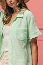 BiBi Vintage Apricot Mineral Washed Buttoned Up Shirt