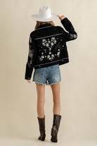 Blue B Black Western Twill Denim Embroidered Jacket Ruby Idol Apparel