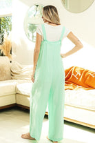 BiBi Back Gauze Buttoned Up Overall Jumpsuit with Pockets