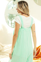 BiBi Back Gauze Buttoned Up Overall Jumpsuit with Pockets