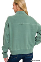 Zenana Pink French Terry Pigment & Enzyme Washing Half Zip Top