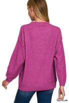 Zenana Heather Gray Melange Front Seam Round-Neck Sweater