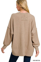 Zenana Mocha Brushed Melange Hacci Oversized Sweater
