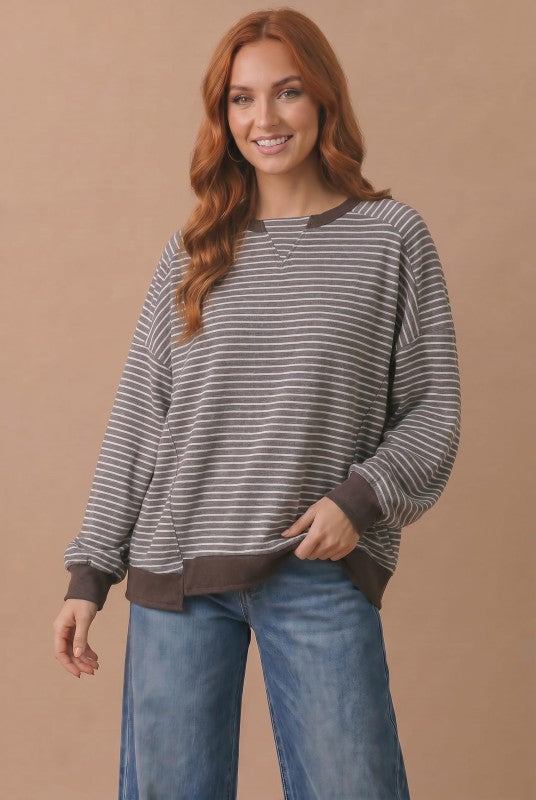Haptics Crush on You Raglan Pullover in Mocha