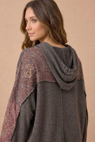 Haptics Mix and Match Patchwork Drawstring Hoodie