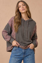 Haptics Mix and Match Patchwork Drawstring Hoodie