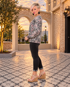Haptics Wild One Colorful Leopard Bubble Sleeve Top Sweaters