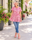 Haptics Petalfall Ruffle Pink Floral Top