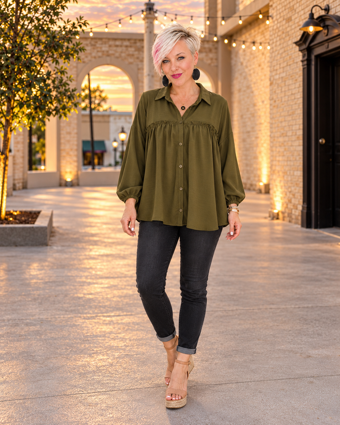Andree by Unit She's Got A Way Button Down Blouse Womens